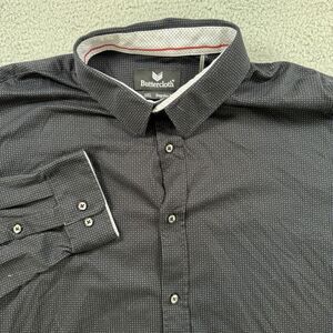 Butter Cloth Shirt Mens 3XL Blue Long Sleeve Button Up Cotton‎ Stretch